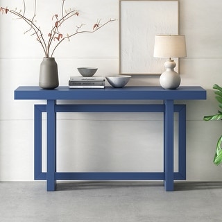 Navy Blue Console Table 59" Long Sofa Side Table Wood Entryway Table ...